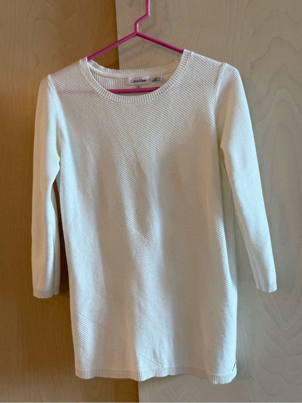 Calvin Klein Women’s Cream Textured Scoop-Neck Sweater